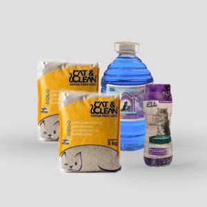 Pack perfecto para tu michi: limpiador desinfectante para su arenero, arena aglutinante sin fragancia y perlas aromatizantes para mayor frescura